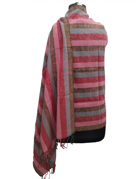 Multi stripes wool blend Stole Broad Stripes Purple